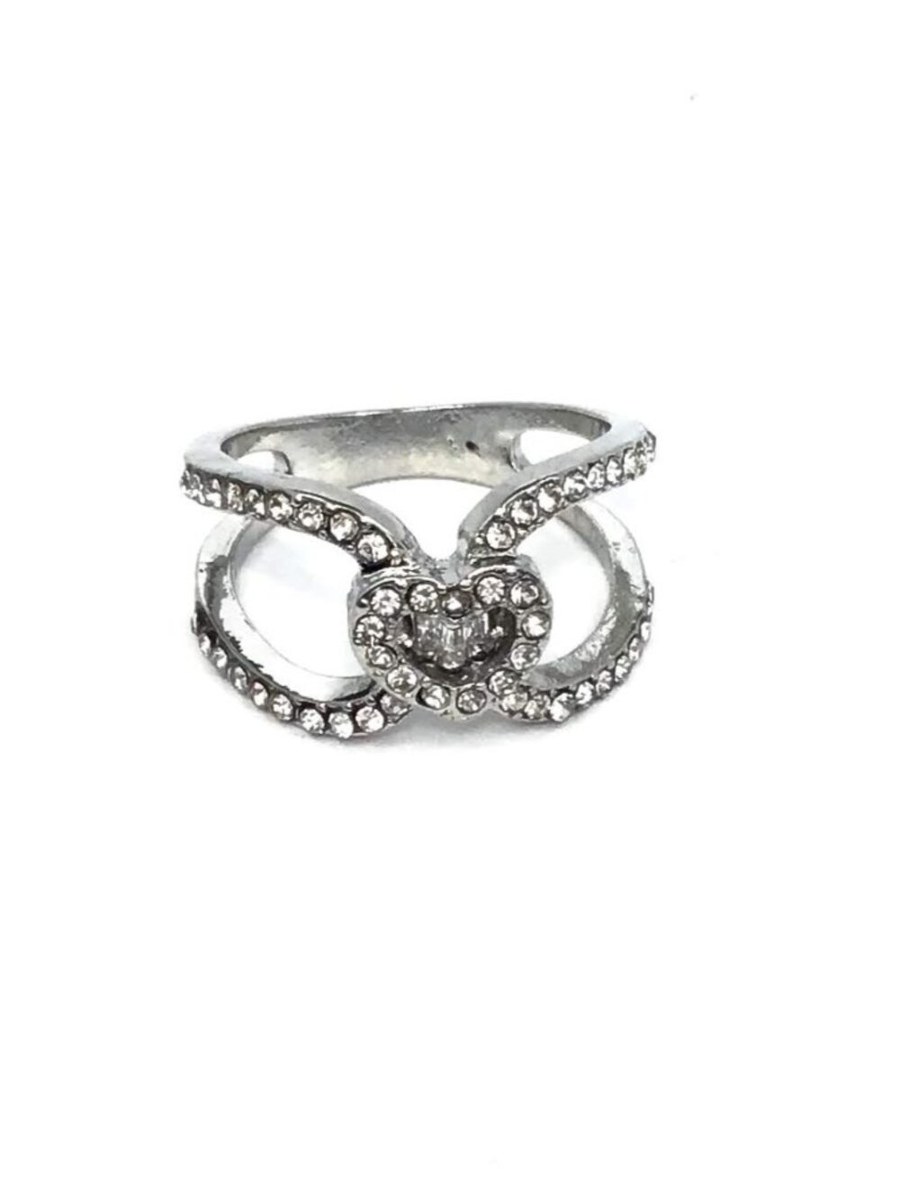 NEW Fashion Silver Crystal Heart Women's Ring Multiple Sizes 7, 8, 9 - Picture 2 of 7